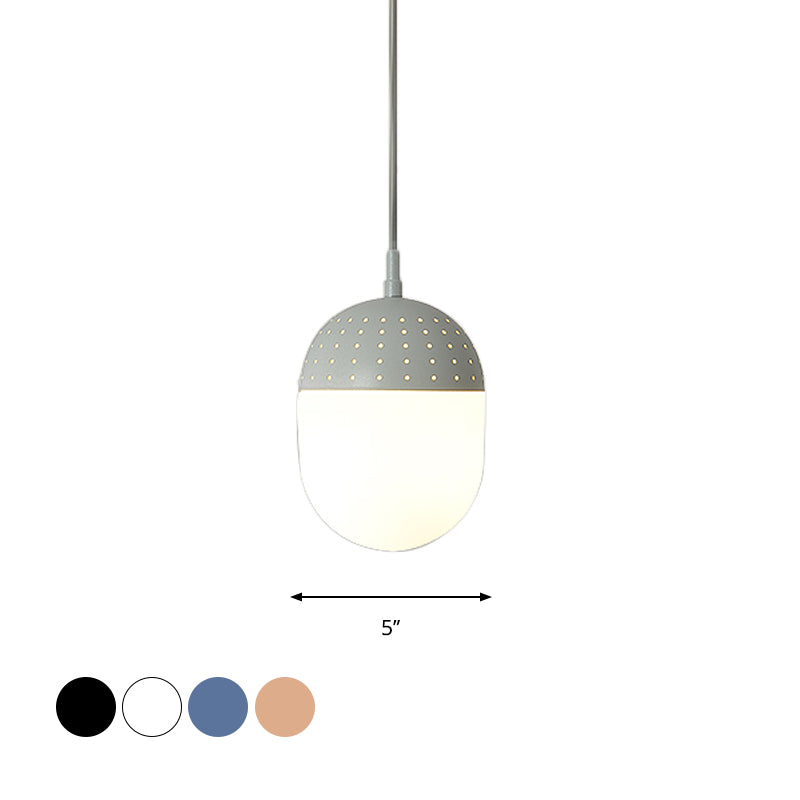 Addison - Nordic Globe/Ellipse Suspension Light with Opal White Glass Shade Metal Nordic 1 Light Black/White/Pink Hanging Pendant Light for Bedroom