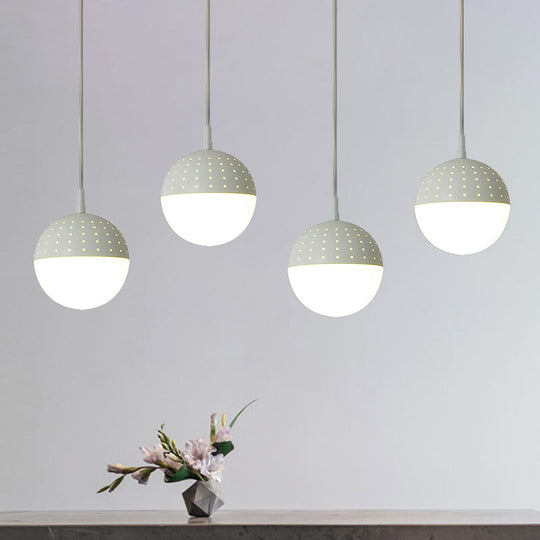 Addison - Nordic Globe/Ellipse Suspension Light With Opal White Glass Shade Metal 1 Black/White/Pink