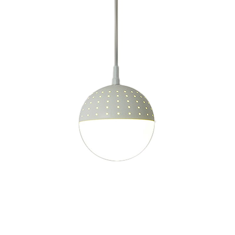 Addison - Nordic Globe/Ellipse Suspension Light With Opal White Glass Shade Metal 1 Black/White/Pink