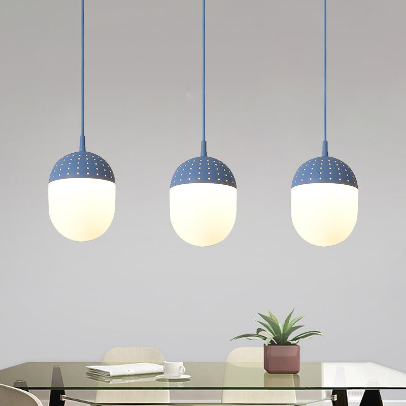 Addison - Nordic Globe/Ellipse Suspension Light With Opal White Glass Shade Metal 1 Black/White/Pink