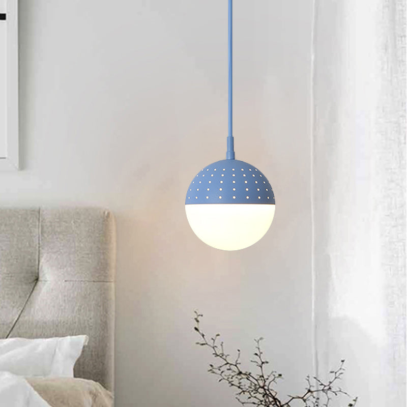 Addison - Nordic Globe/Ellipse Suspension Light with Opal White Glass Shade Metal Nordic 1 Light Black/White/Pink Hanging Pendant Light for Bedroom