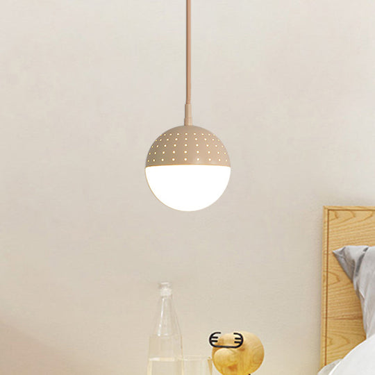 Addison - Nordic Globe/Ellipse Suspension Light with Opal White Glass Shade Metal Nordic 1 Light Black/White/Pink Hanging Pendant Light for Bedroom