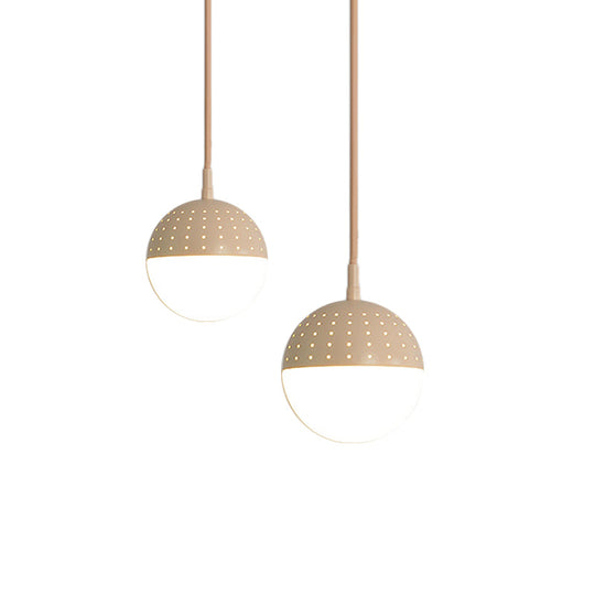 Addison - Nordic Globe/Ellipse Suspension Light With Opal White Glass Shade Metal 1 Black/White/Pink