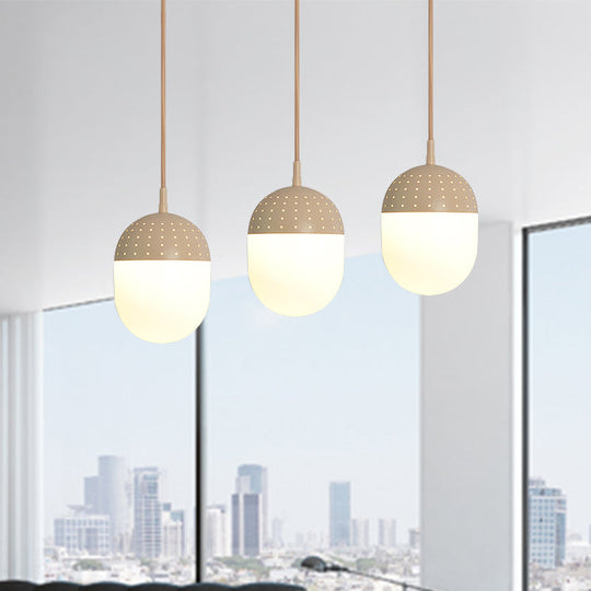 Addison - Nordic Globe/Ellipse Suspension Light With Opal White Glass Shade Metal 1 Black/White/Pink