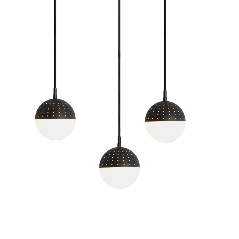 Addison - Nordic Globe/Ellipse Suspension Light with Opal White Glass Shade Metal Nordic 1 Light Black/White/Pink Hanging Pendant Light for Bedroom