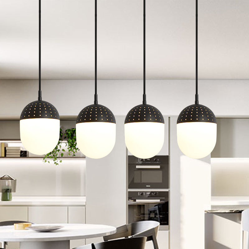 Addison - Nordic Globe/Ellipse Suspension Light With Opal White Glass Shade Metal 1 Black/White/Pink