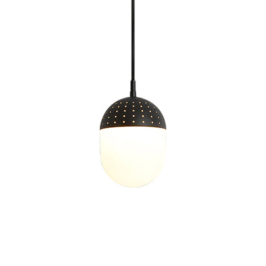 Addison - Nordic Globe/Ellipse Suspension Light with Opal White Glass Shade Metal Nordic 1 Light Black/White/Pink Hanging Pendant Light for Bedroom