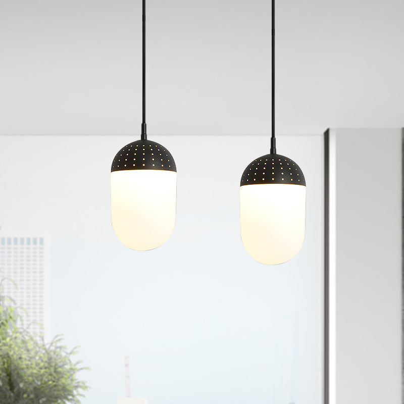 Addison - Nordic Globe/Ellipse Suspension Light With Opal White Glass Shade Metal 1 Black/White/Pink