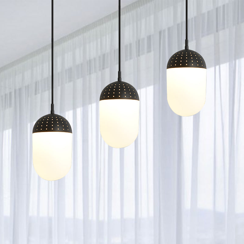 Addison - Nordic Globe/Ellipse Suspension Light With Opal White Glass Shade Metal 1 Black/White/Pink