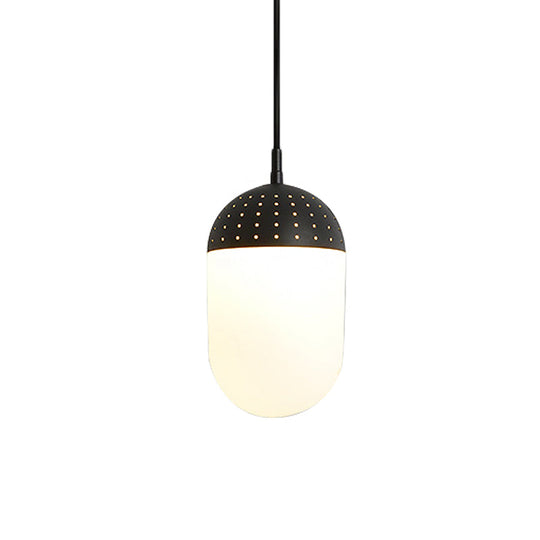 Addison - Nordic Globe/Ellipse Suspension Light With Opal White Glass Shade Metal 1 Black/White/Pink