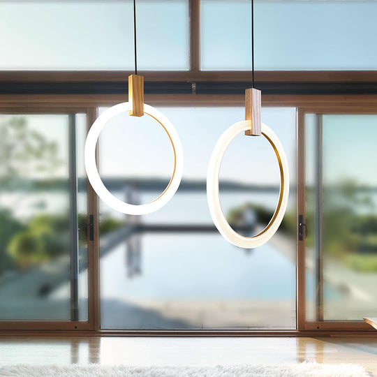 Modern Bedroom Pendant Light With Acrylic Shade And Hanging Ring - White Ceiling 8/12/16 Dia