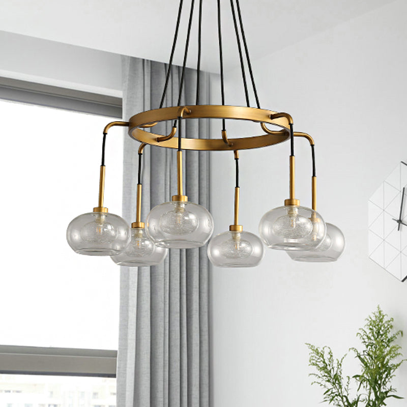 Post-Modern Island Chandelier With Clear Glass And Gold Finish - 6/8 Led Lights Canopy Options