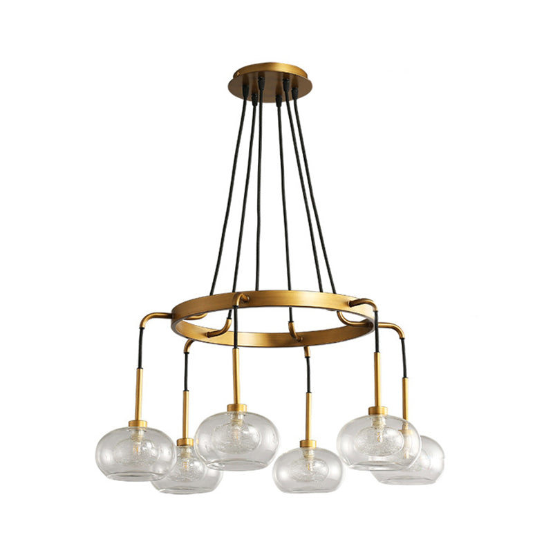 Post-Modern Island Chandelier With Clear Glass And Gold Finish - 6/8 Led Lights Canopy Options