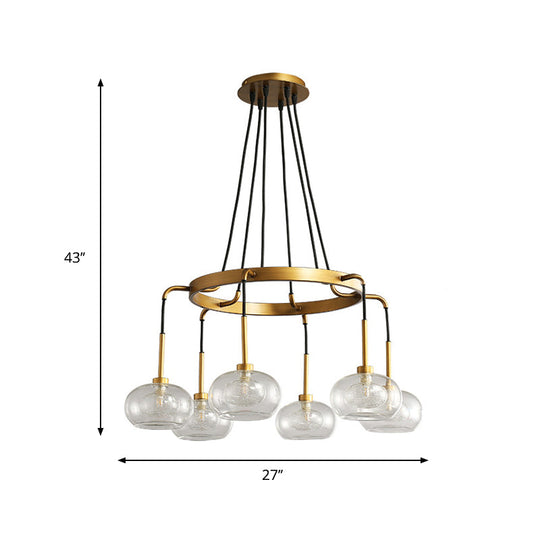 Post-Modern Island Chandelier With Clear Glass And Gold Finish - 6/8 Led Lights Canopy Options