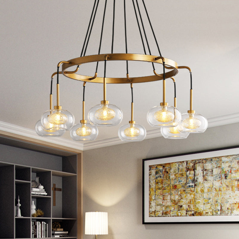 Post-Modern Island Chandelier With Clear Glass And Gold Finish - 6/8 Led Lights Canopy Options 8 /