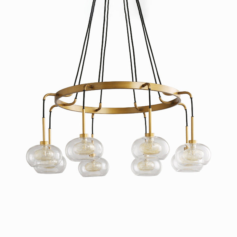 Post-Modern Island Chandelier With Clear Glass And Gold Finish - 6/8 Led Lights Canopy Options