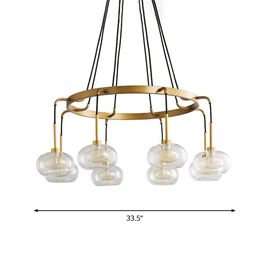 Post-Modern Island Chandelier With Clear Glass And Gold Finish - 6/8 Led Lights Canopy Options