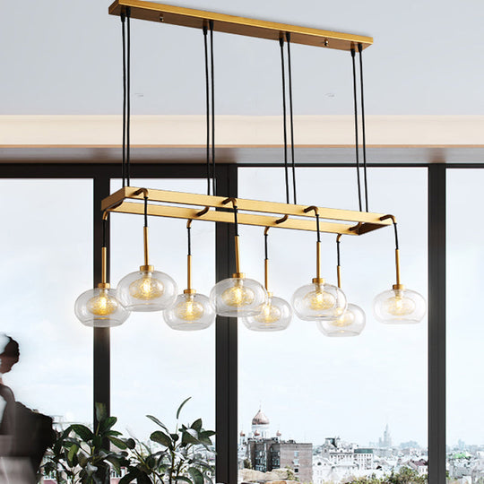 Post-Modern Island Chandelier With Clear Glass And Gold Finish - 6/8 Led Lights Canopy Options