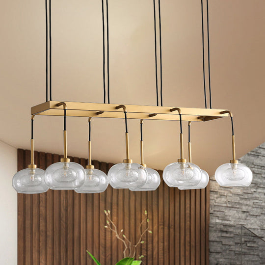 Post-Modern Island Chandelier With Clear Glass And Gold Finish - 6/8 Led Lights Canopy Options