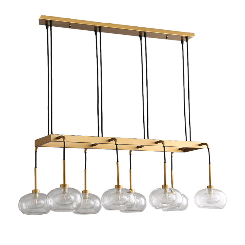 Post-Modern Island Chandelier With Clear Glass And Gold Finish - 6/8 Led Lights Canopy Options