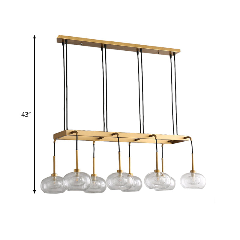 Post-Modern Island Chandelier With Clear Glass And Gold Finish - 6/8 Led Lights Canopy Options