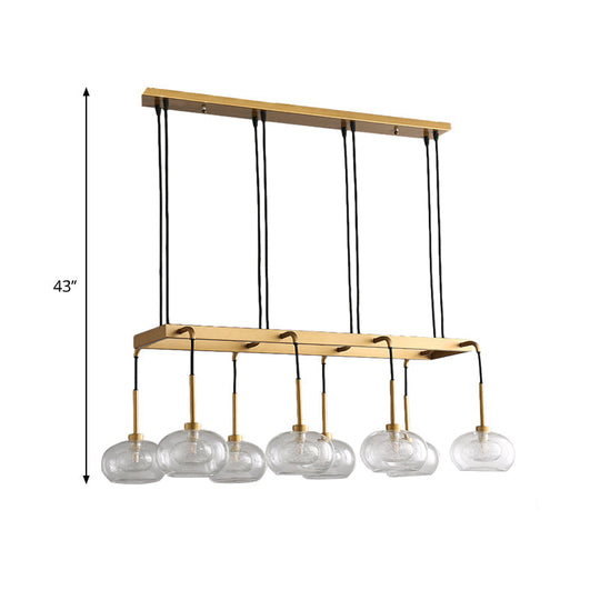 Post-Modern Island Chandelier With Clear Glass And Gold Finish - 6/8 Led Lights Canopy Options