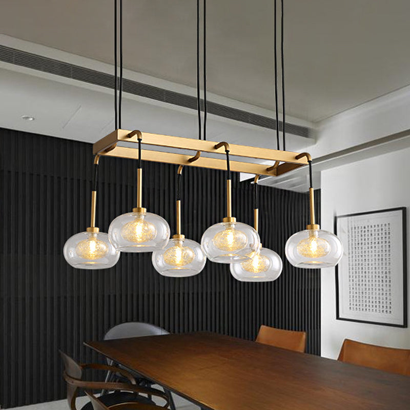 Post-Modern Island Chandelier With Clear Glass And Gold Finish - 6/8 Led Lights Canopy Options