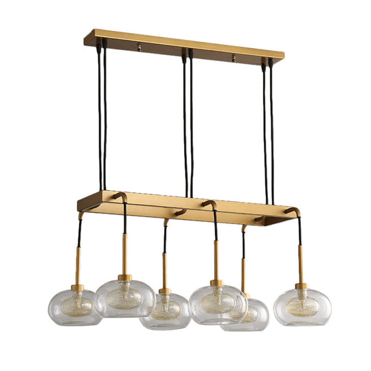 Post-Modern Island Chandelier With Clear Glass And Gold Finish - 6/8 Led Lights Canopy Options