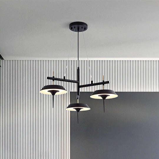 Conical Chandelier - Simplicity Metal 3-Light Pendant Light In Black/White With Warm/White