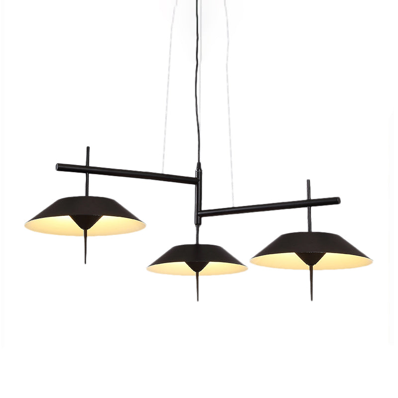 Conical Chandelier - Simplicity Metal 3-Light Pendant Light In Black/White With Warm/White