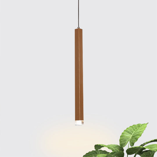 Veronica - Gold Slim Cuboid Metal Suspension Light - Simple Style Hanging Pendant