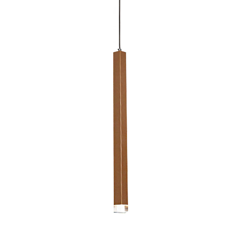 Veronica - Gold Slim Cuboid Metal Suspension Light - Simple Style Hanging Pendant