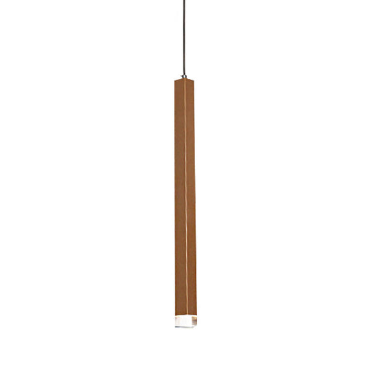 Veronica - Gold Slim Cuboid Metal Suspension Light - Simple Style Hanging Pendant