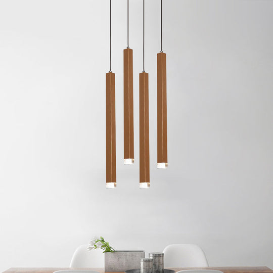 Veronica - Gold Slim Cuboid Metal Suspension Light - Simple Style Hanging Pendant