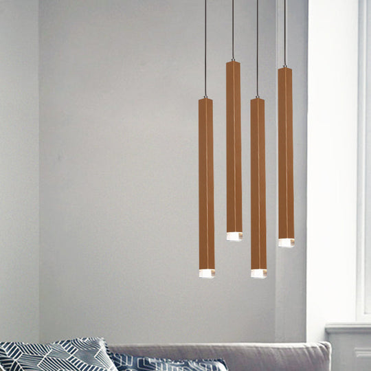 Veronica - Gold Slim Cuboid Metal Suspension Light - Simple Style Hanging Pendant