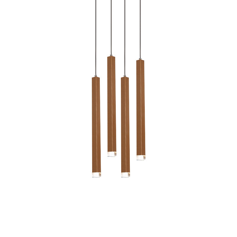 Veronica - Gold Slim Cuboid Metal Suspension Light - Simple Style Hanging Pendant