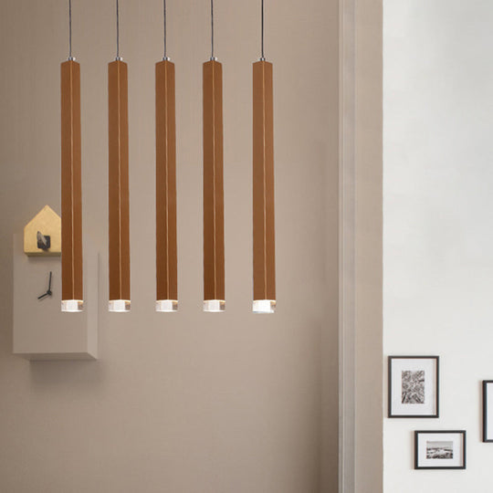 Veronica - Gold Slim Cuboid Metal Suspension Light - Simple Style Hanging Pendant