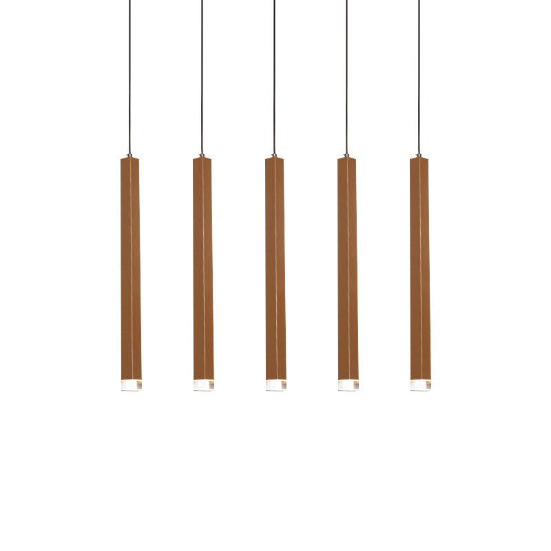 Veronica - Gold Slim Cuboid Metal Suspension Light - Simple Style Hanging Pendant