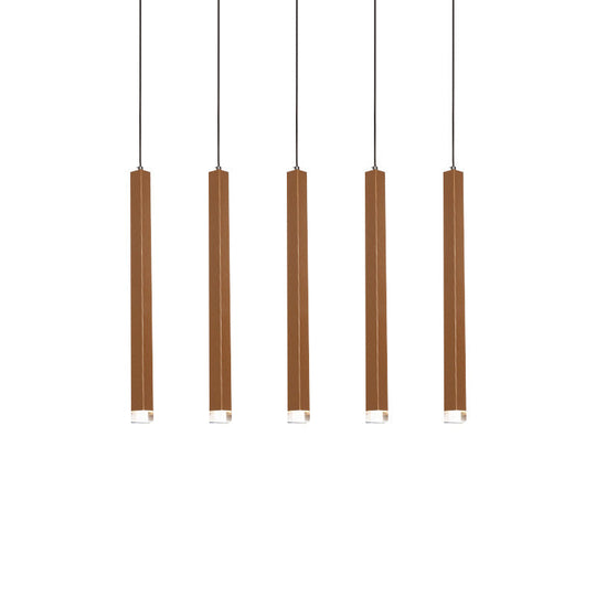 Veronica - Gold Slim Cuboid Metal Suspension Light - Simple Style Hanging Pendant