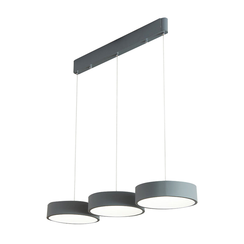 Algieba - Gray Drum Multi Light Pendant with Simplicity LED Metal Lighting