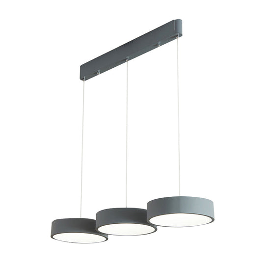 Algieba - Gray Drum Multi Light Pendant with Simplicity LED Metal Lighting