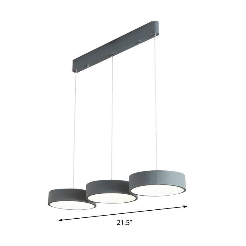 Algieba - Gray Drum Multi Light Pendant With Simplicity Led Metal Lighting