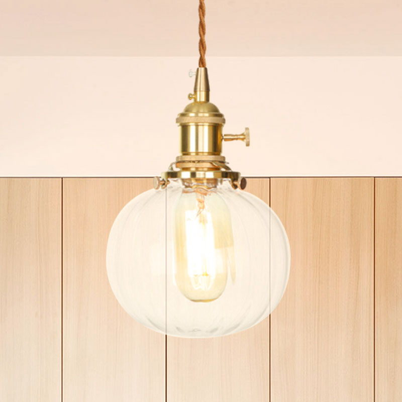 Vintage-Style Globe Pendant Light with Clear Glass Finish - Ideal Foyer Hanging Fixture