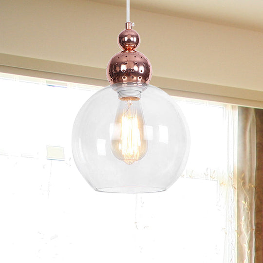 Nordic Style Rose Gold Orb Pendant Light with Clear Glass Ceiling