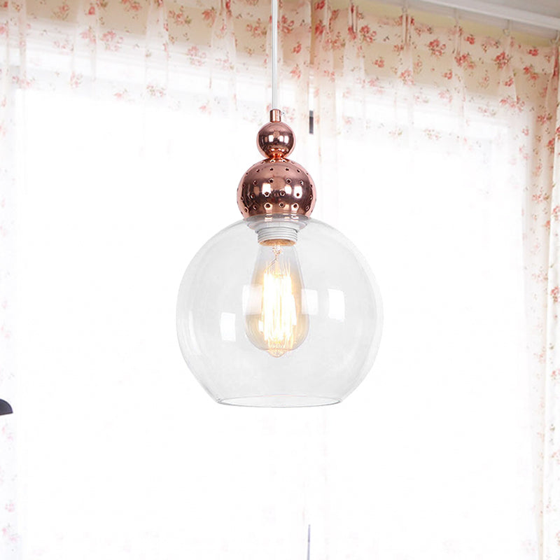 Nordic Style Rose Gold Orb Pendant Light with Clear Glass Ceiling