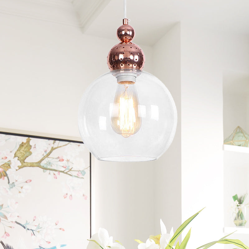 Nordic Style Rose Gold Orb Pendant Light with Clear Glass Ceiling