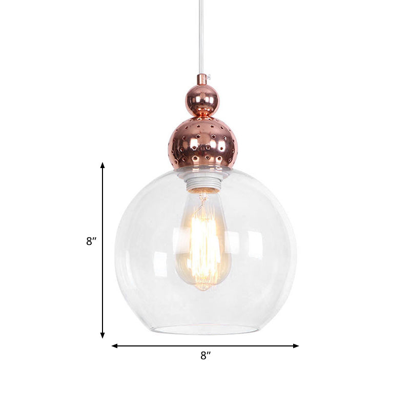 Nordic Style Rose Gold Orb Pendant Light with Clear Glass Ceiling