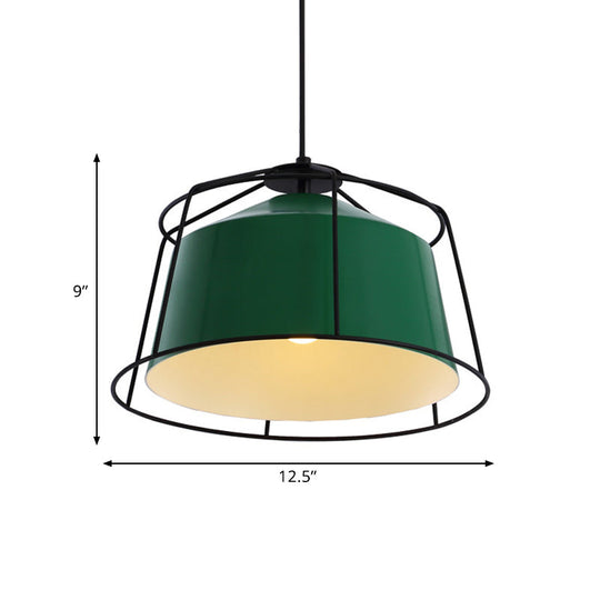 Modern Metal Drum Ceiling Pendant Light for Living Room - 1 Light Indoor Hanging Fixture