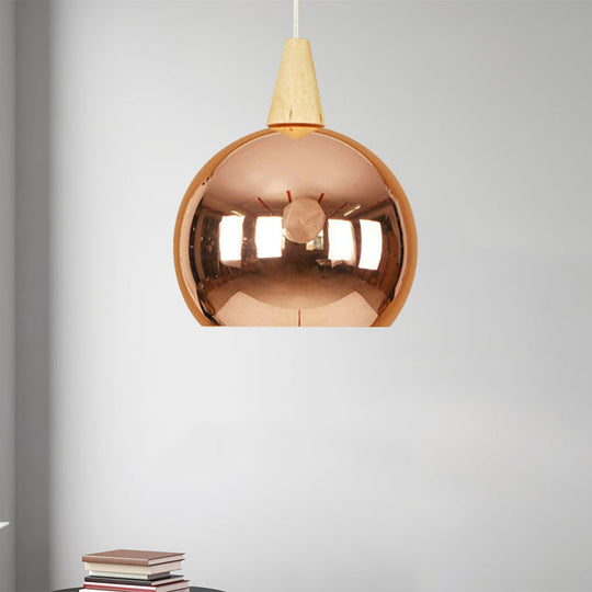 Modern Industrial Hanging Lamp For Bedroom - Single Light Mirror Ball Pendant