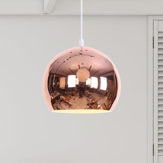 Industrial Metallic Orb Pendant Light For Living Room Rose Gold